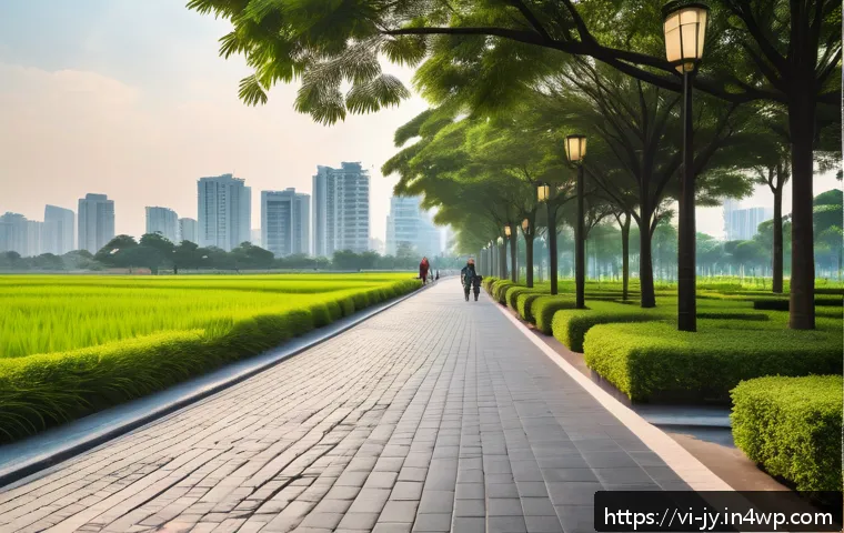 도시 내 야생동물과의 갈등 해결 방안 - A modern urban park in Hanoi, Vietnam, featuring lush green spaces and ecological corridors designed...